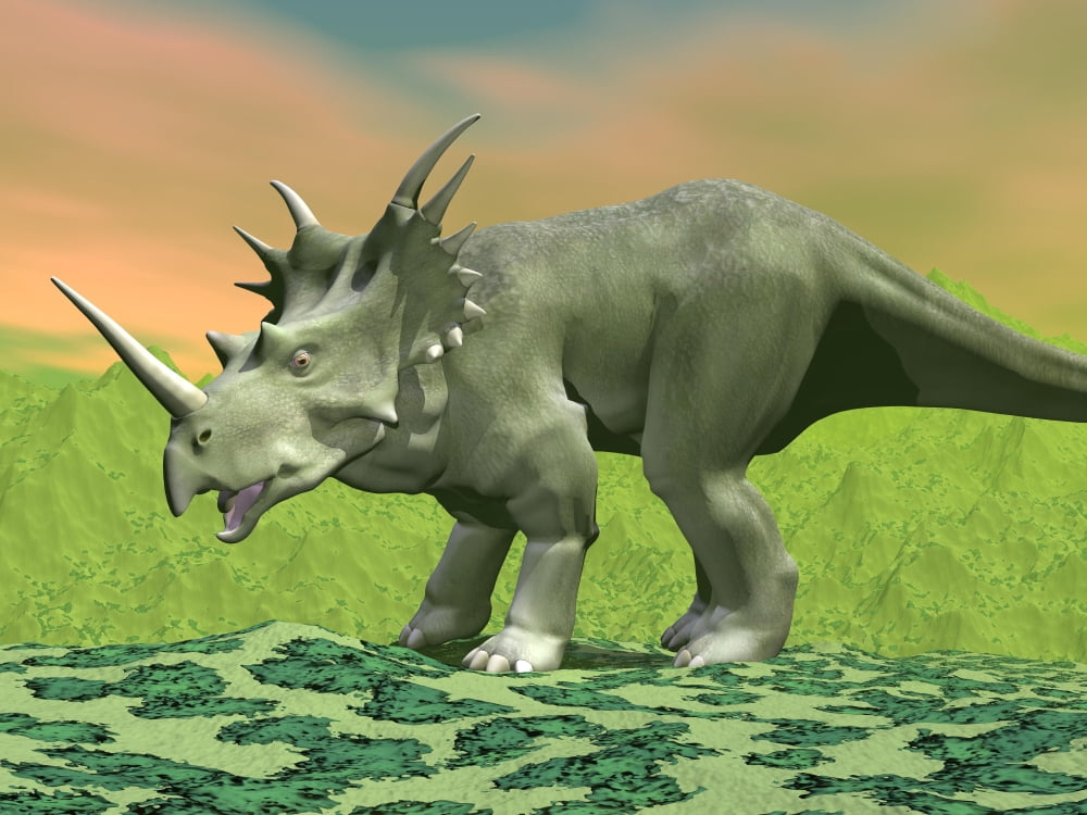 3D rendering of a Styracosaurus dinosaur Canvas Art - Elena DuvernayStocktrek Images (17 x 13)