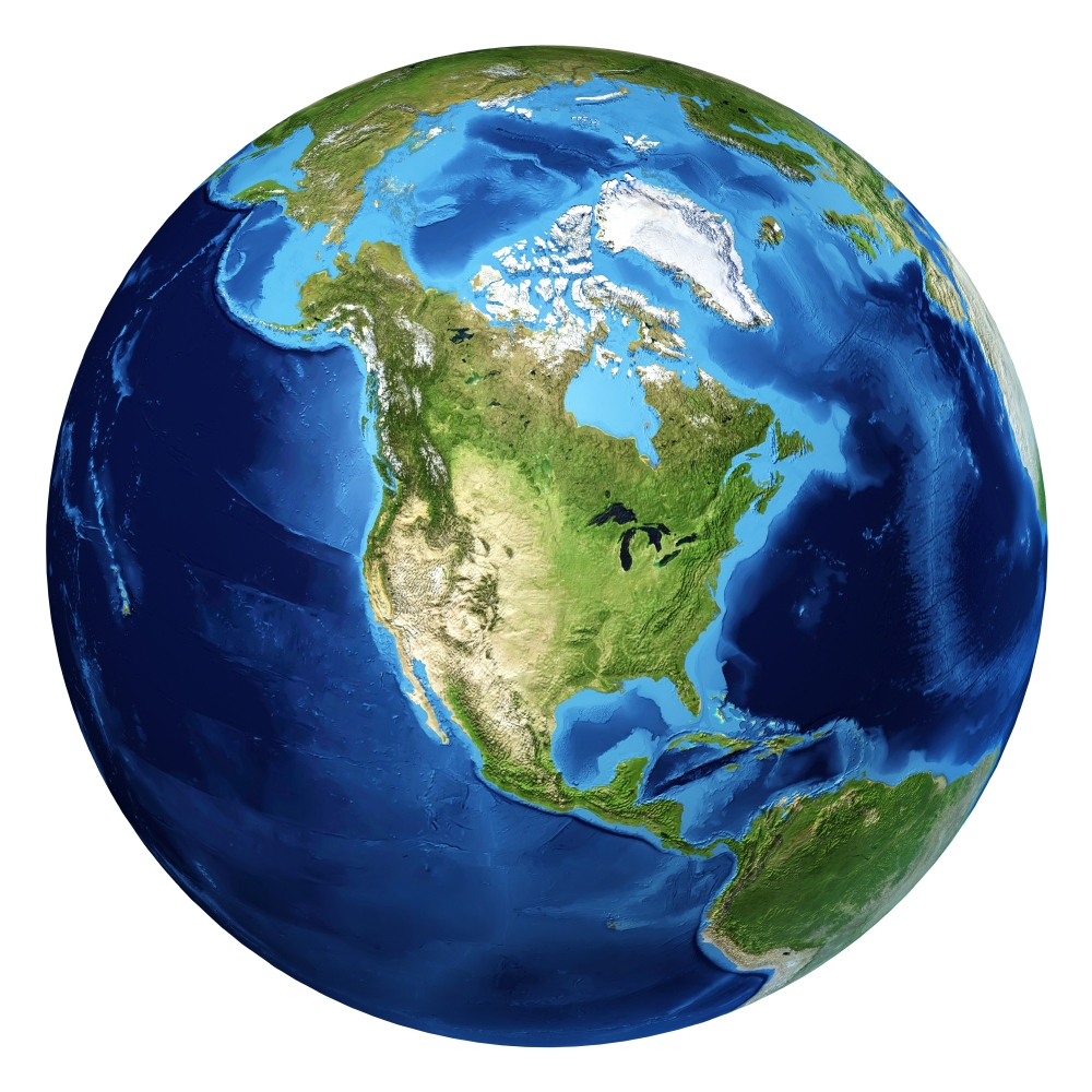 3D rendering of planet Earth centered on North America Canvas Art - Leonello CalvettiStocktrek Images (29 x 29)