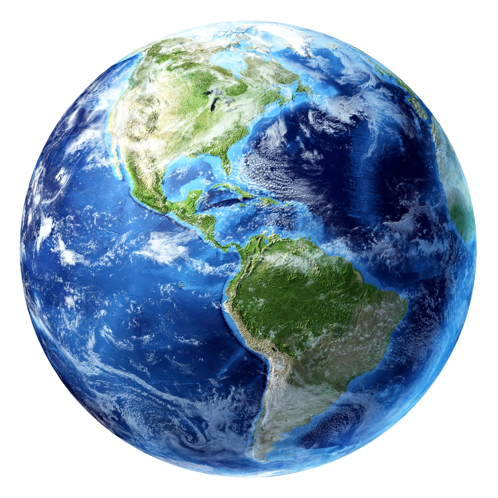 3D rendering of planet Earth centered on North America and South America Canvas Art - Leonello CalvettiStocktrek Images (29 x 29)
