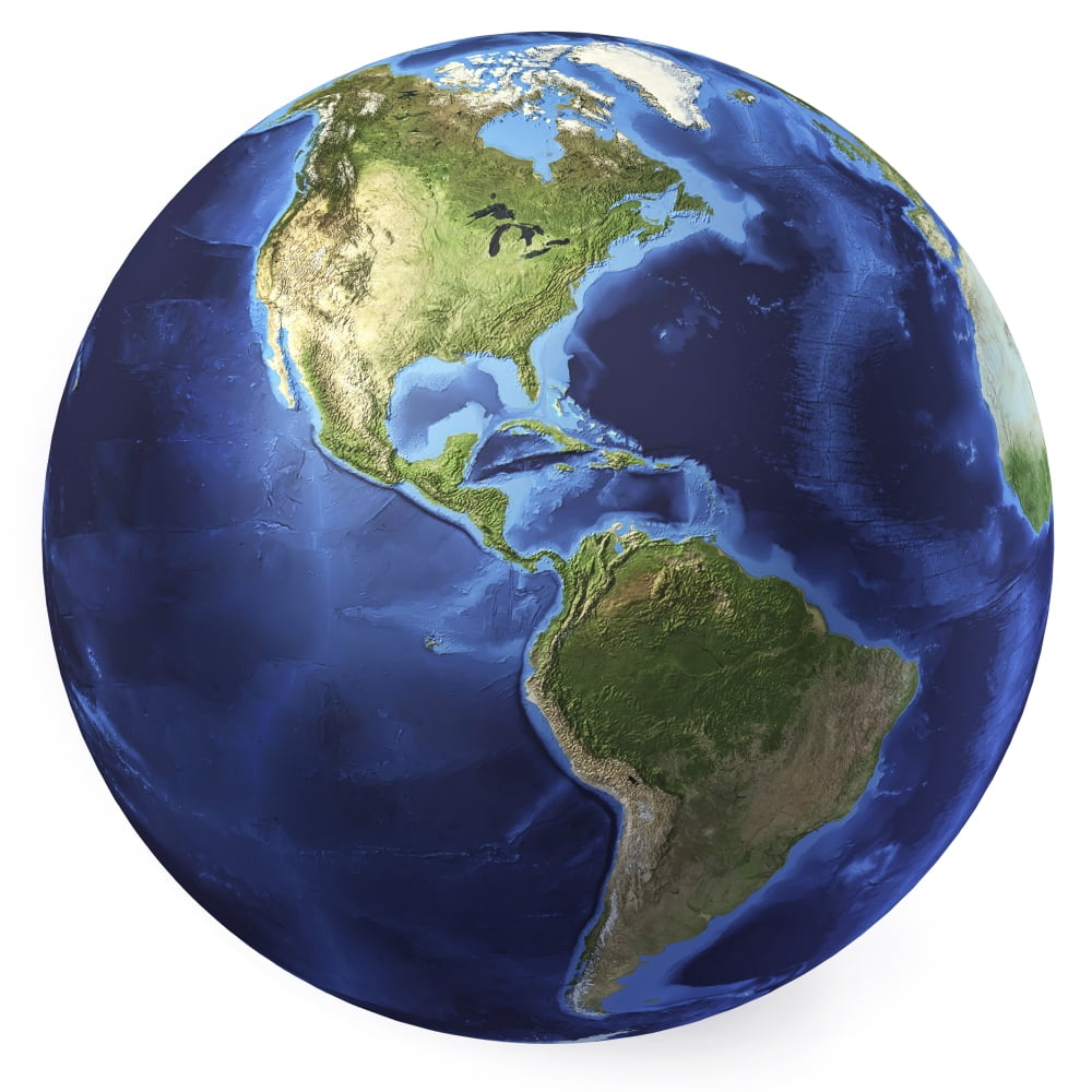 3D rendering of planet Earth centered on North America and South America Canvas Art - Leonello CalvettiStocktrek Images (29 x 29)