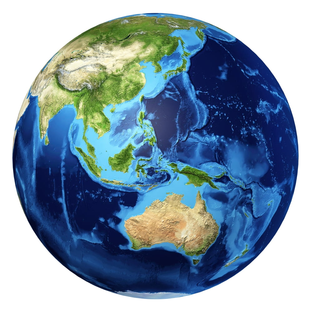 3D rendering of planet Earth with clouds Oceania view Canvas Art - Leonello CalvettiStocktrek Images (29 x 29)