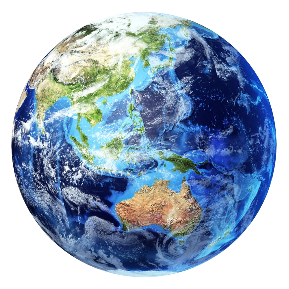 3D rendering of planet Earth with clouds Oceania view Canvas Art - Leonello CalvettiStocktrek Images (29 x 29)