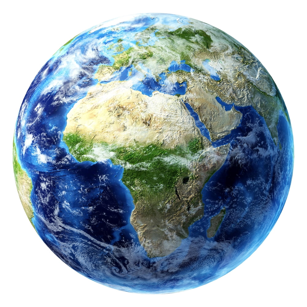 3D rendering of planet Earth with clouds centered on Africa Canvas Art - Leonello CalvettiStocktrek Images (29 x 29)
