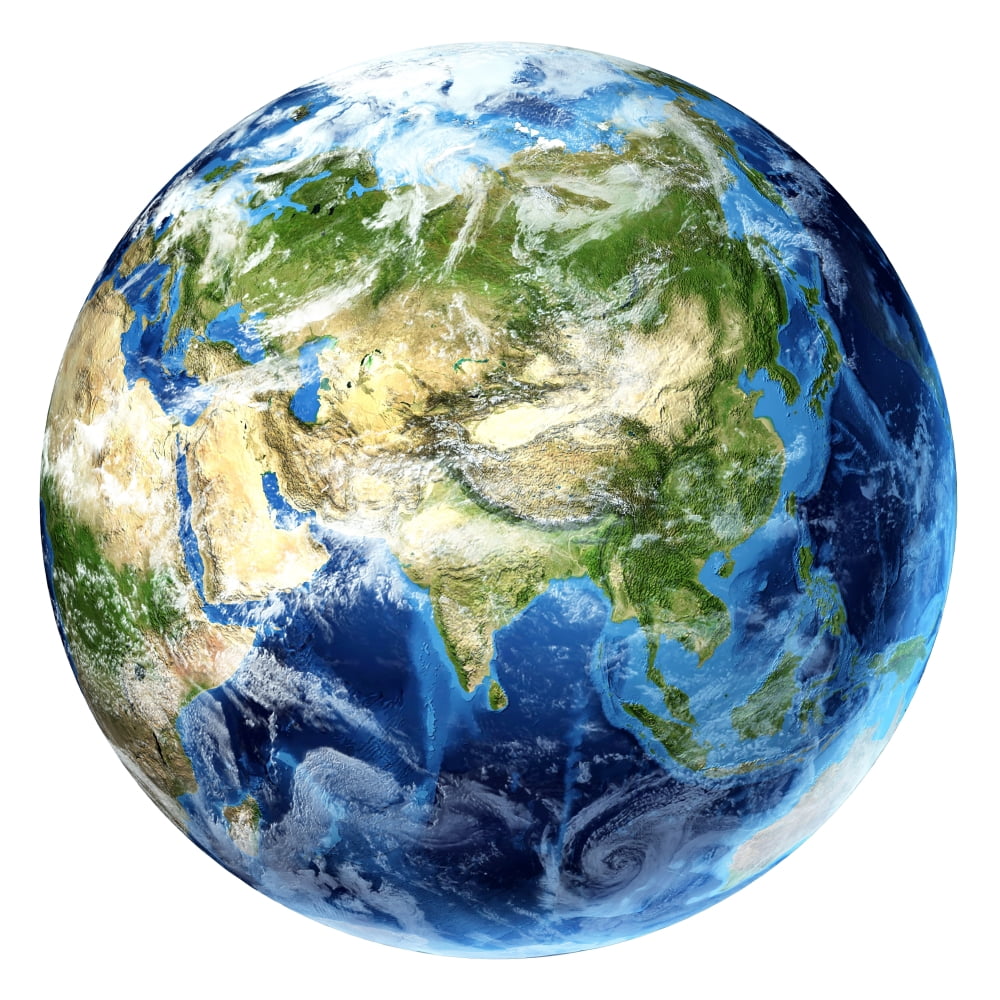 3D rendering of planet Earth with clouds centered on Asia Canvas Art - Leonello CalvettiStocktrek Images (29 x 29)