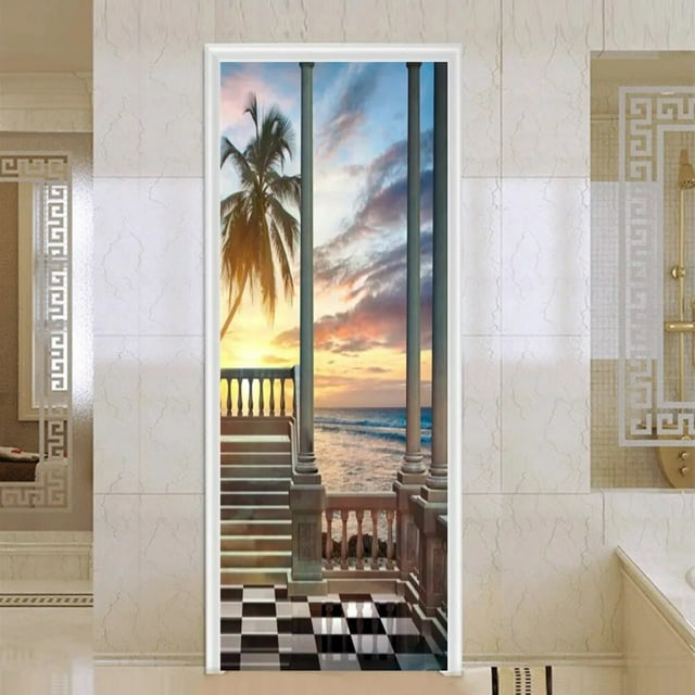 3D stair pattern Door stickers Wallpaper stickers Mural living room