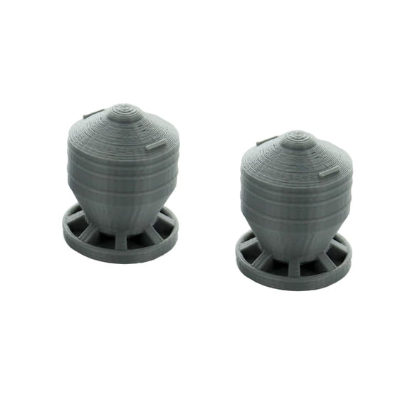 3D to Scale 1/64 2 Pack of 3D Printed Gray Plastic Pig Feeders 64-332-GY