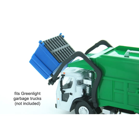 3D to Scale 1/64 3D Printed Blue Plastic Dumpster with Removable Black Lid 64-230-BL