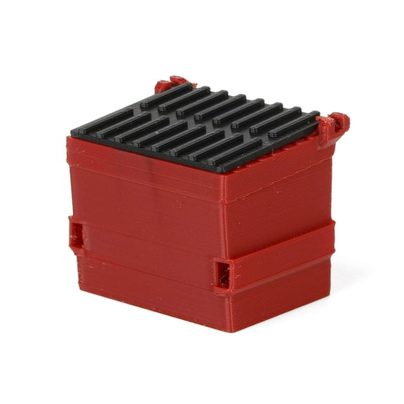 3D to Scale 1/64 3D Printed Red Plastic Dumpster Removable Black Lid 64-230-R