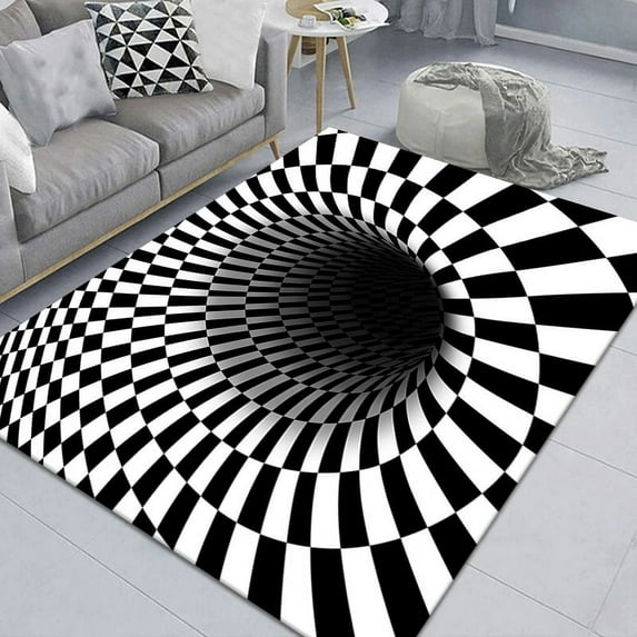 3D trap effect vortex illusion buffers hole geometric carpet white black and bedroom door mat welcome carpets