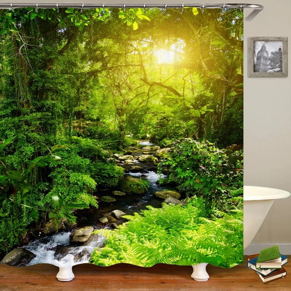 3D tropical rainforest forest landscape printed shower curtain with hook bathroom waterproof polyester bath curtain home decor