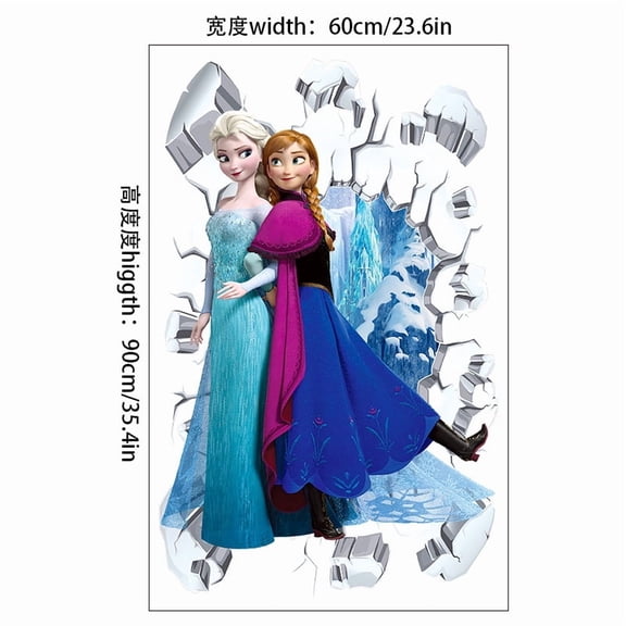 3D wall sticker, "Frozen" wall sticker for children's room or bedroom decoration - self-adhesive large-sized picture