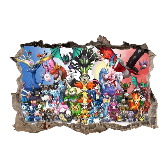 3D wall sticker Pikachu children's room wall decoration sticker self-adhesive paper room decoration