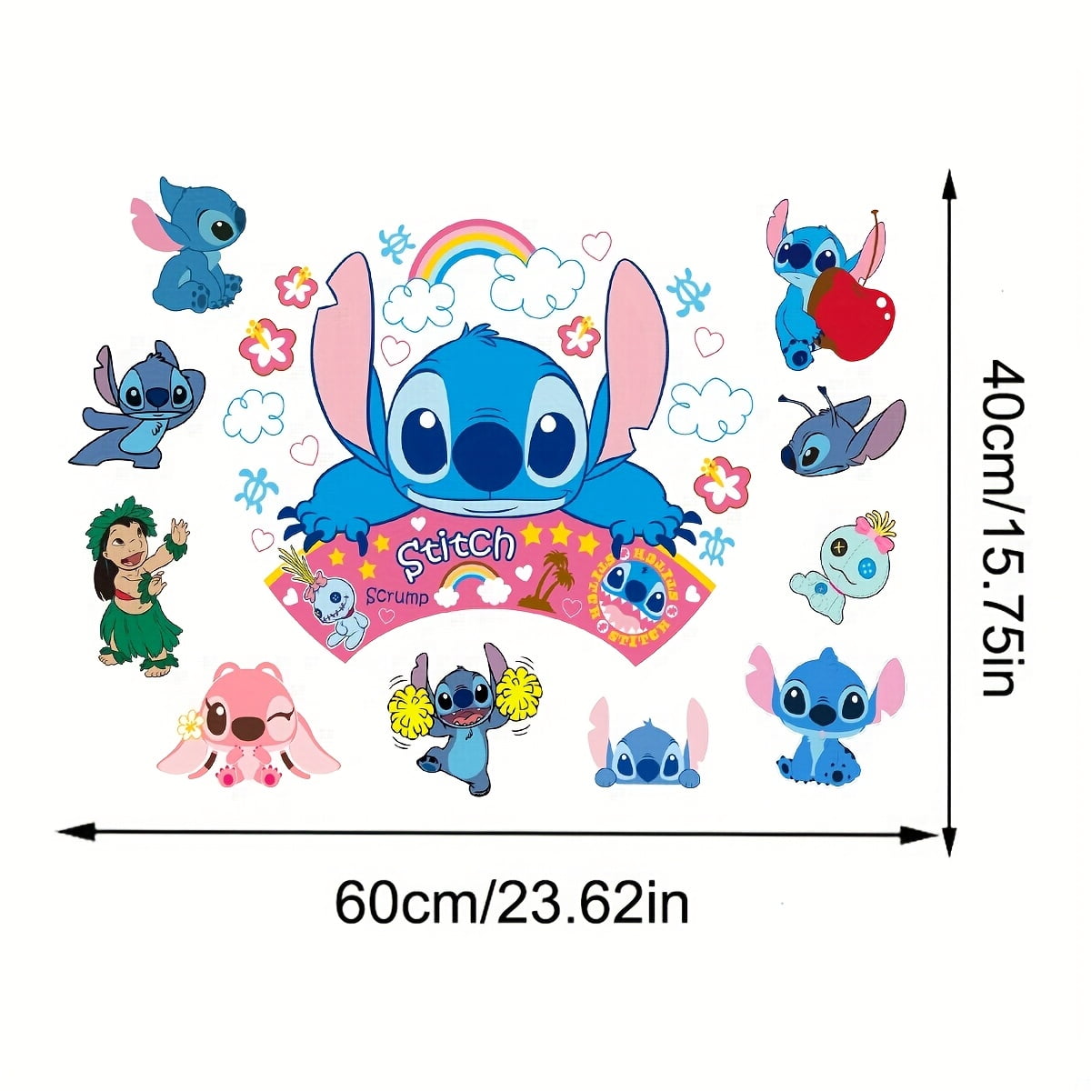 3D wall stickers, Stitch wall stickers, interior decoration, background wall decoration, room decoration, 60X40CM