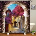 thumbnail image 1 of 3D window opening scenery natural landscape printed shower curtain washable bath curtain bathroom decoration with hook curtain, 1 of 5