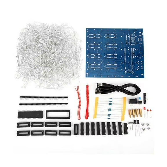 3D8 8x8x8 3MM 3D Led Cube Light DIY Kit 4.5-5.5V 3D Squared DIY Kit Cube Soldering Kit LED Cube PCB Board