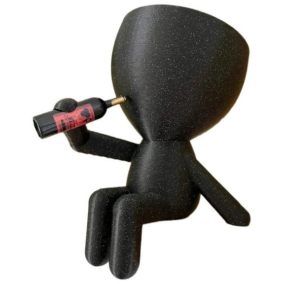 3DCustomPrintsUS - Wine Lovers Gift Idea, Wine Bar Decor, People Planter Wine Bottle, Boho Decor, Shelf Decor, Succulent Planter, Cute Planter Wine O'clock Twinkling Black