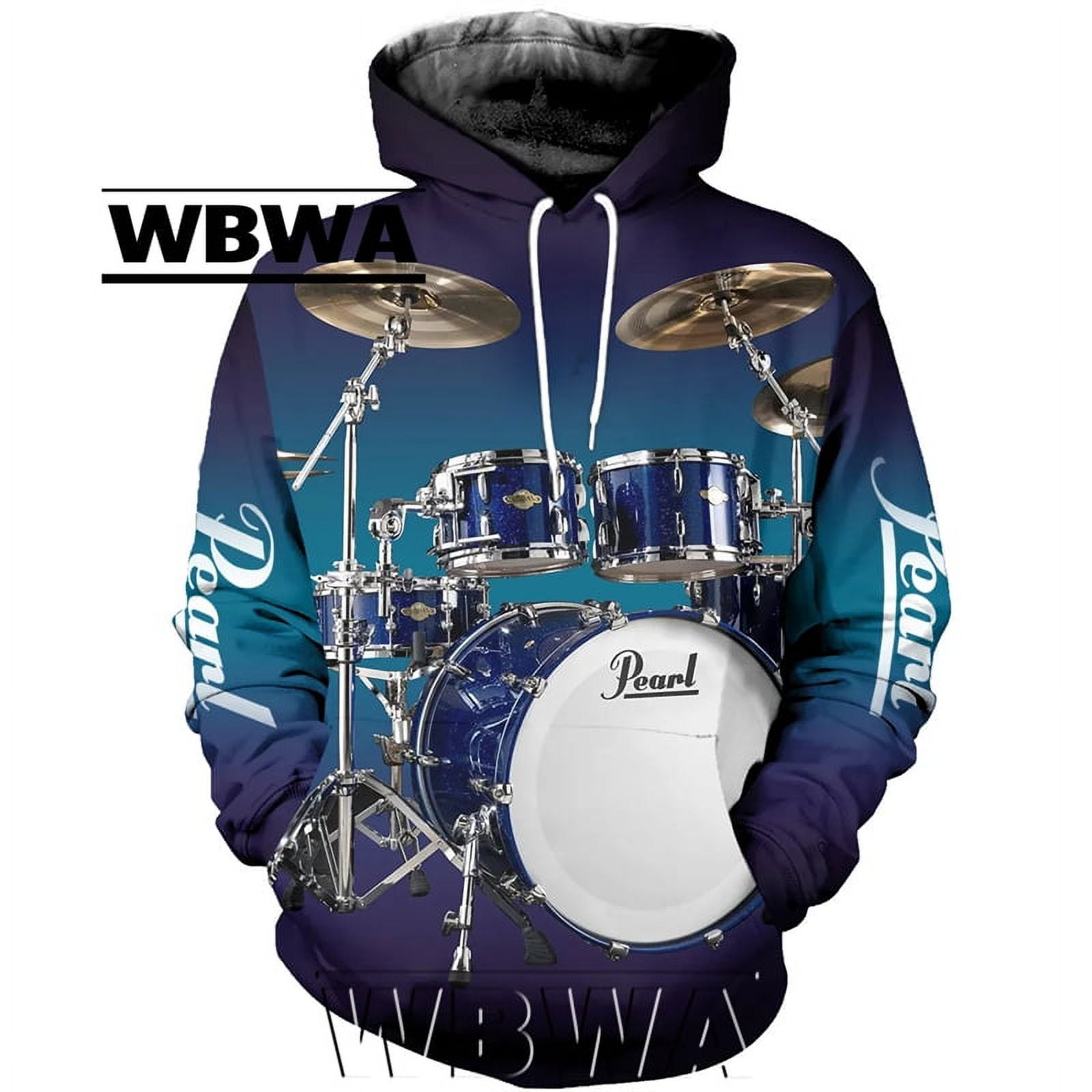3DDrum Pattern Hoodie Classic Music Drum Jacket Fashion Oversized