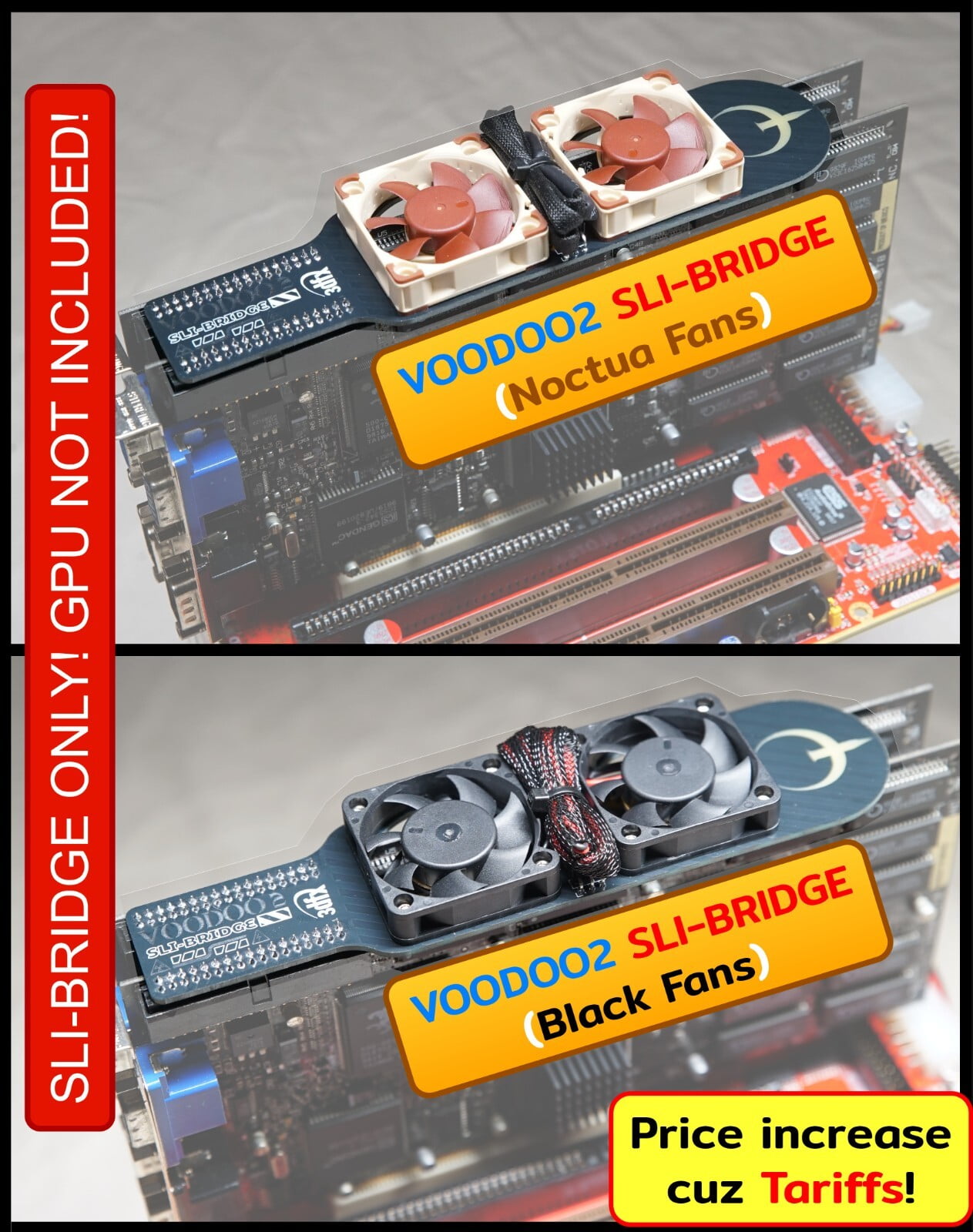 3DFX VOODOO SLI-BRIDGE COOLING FAN PCB BACKLIT LOGO --(NOCTUA