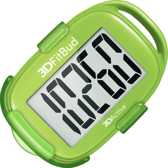 3DFitBud Simple Step Counter Walking 3D Pedometer from 3DActive with Clip & Lanyard - A420S - Green