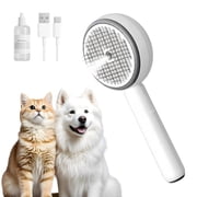3DOEX Pet Steam Brush 3-in-1 Shedding & Grooming Hair Removal with Spray for Dogs & Cats, White