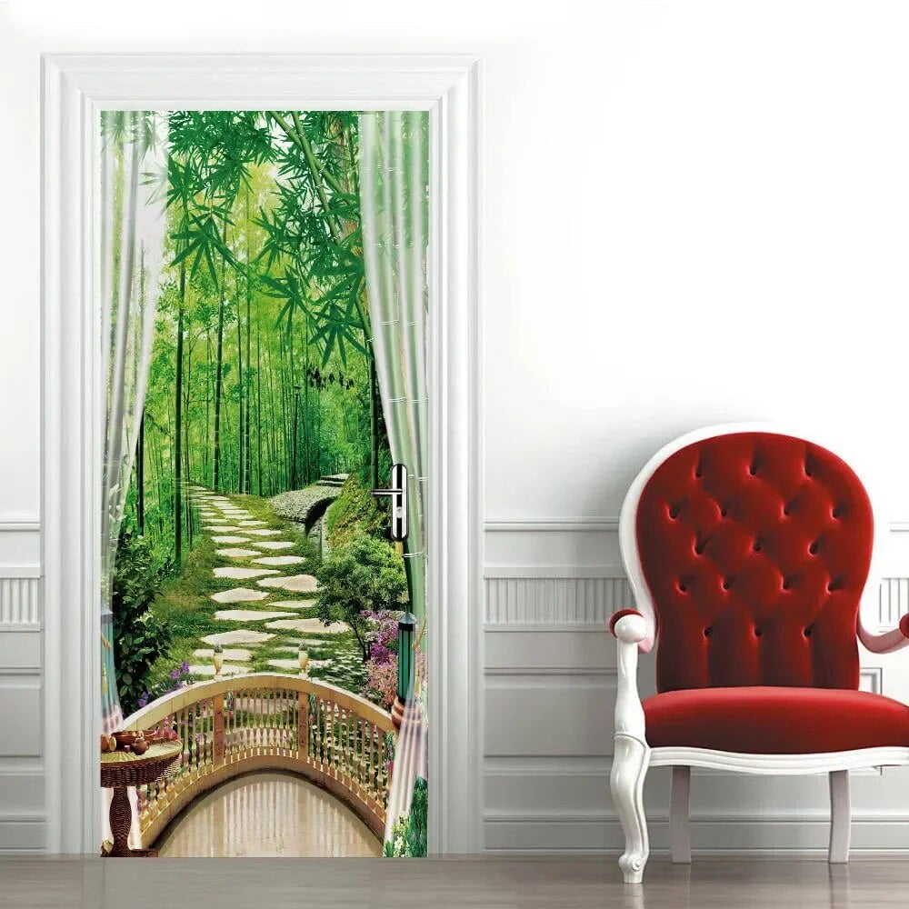 3DPVC Home Decor Entrance Door Sticker Bath Shower Room Bedroom Self