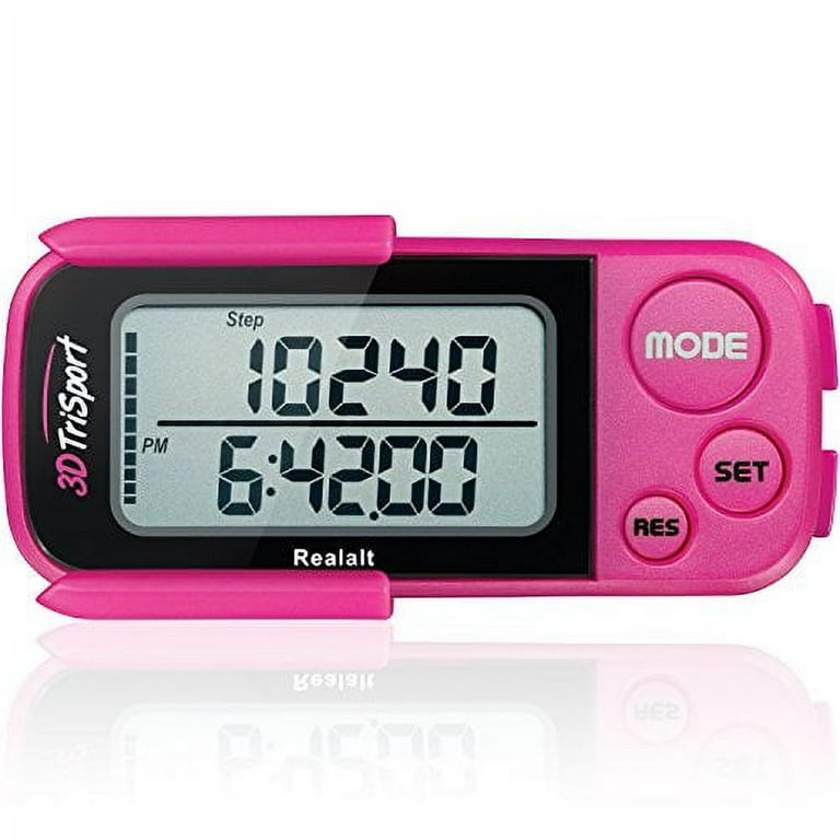 3DTriSport Walking 3D Pedometer with Clip and Strap Free eBook 30 Days Memory Accurate Step Counter Walking Distance Miles Km Calorie Counter Daily