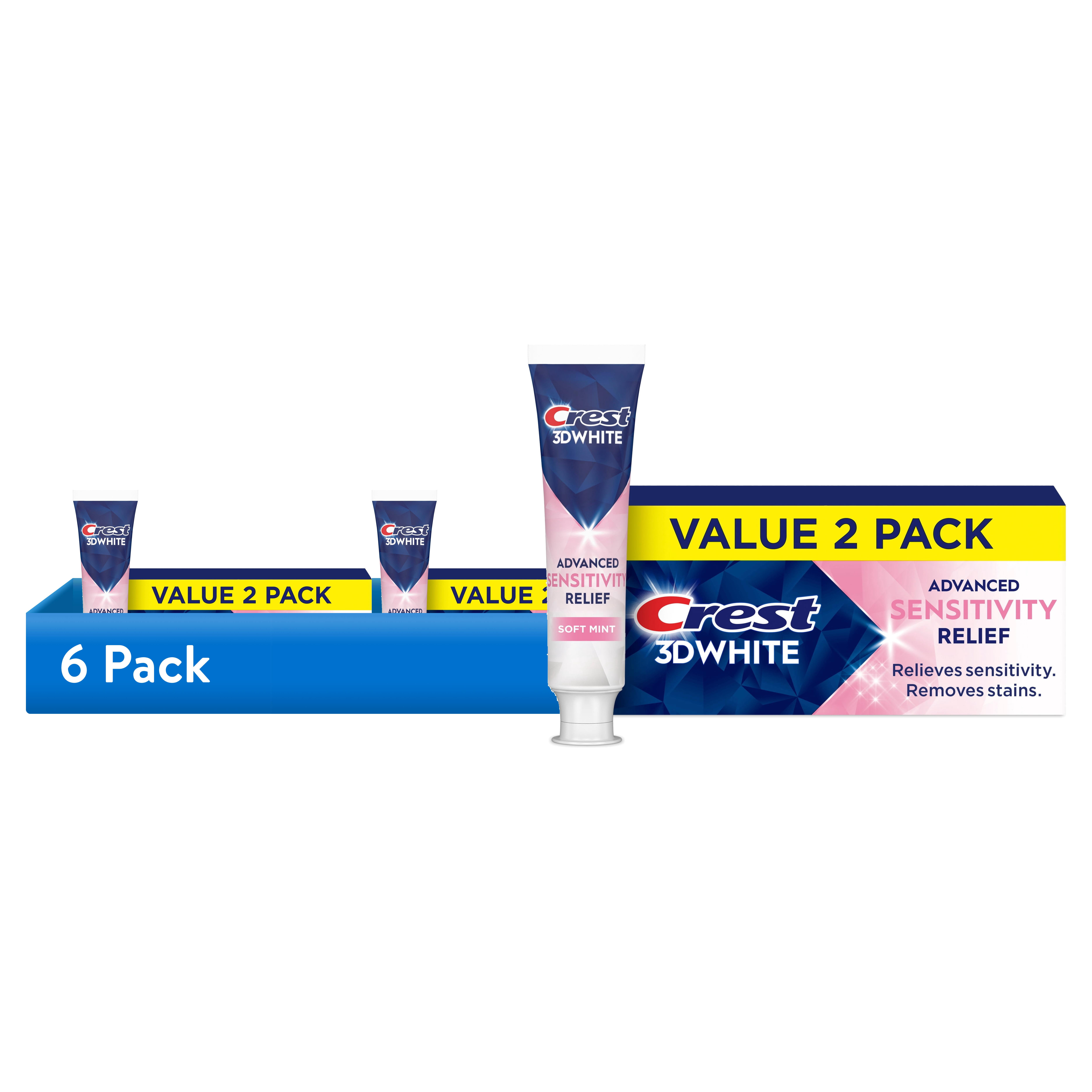 (6 pack) 3DWhite Advanced Sensitivity Toothpaste, Soft Mint, 3.3 oz, 2 Pack