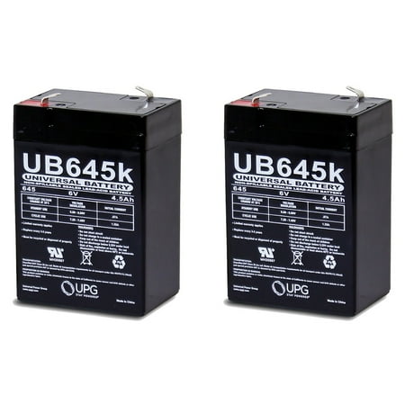 3FM4.5 6 Volt 4.5 AmpH SLA Replacement Battery with F1 Terminal - 2 Pack