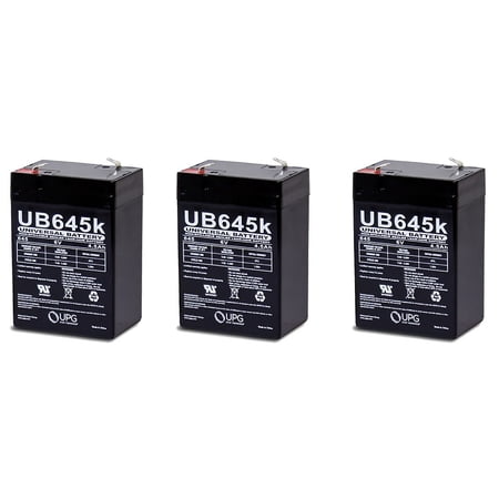 3FM4 6 Volt 4.5 AmpH SLA Replacement Battery with F1 Terminal - 3 Pack