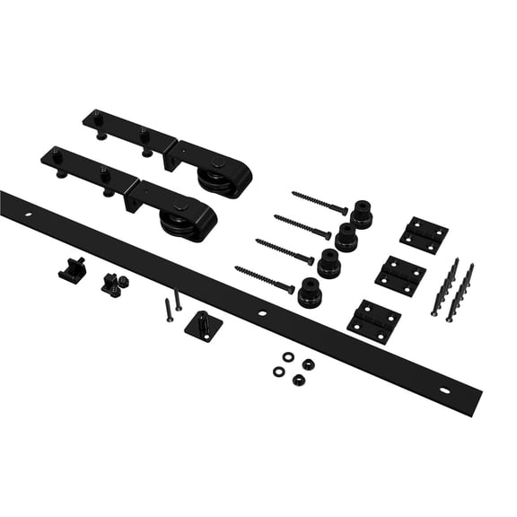 3FT/3.3FT Bi-Folding Sliding Barn Door Hardware Kit, Heavy Duty Sturdy Barn Door Track Set, Smoothly And Quietly Fit 2 Door