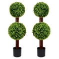 3FT/35.4 Inch Boxwood Artificial Topiary Trees,UV Resistant Double