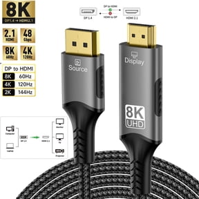 DisplayPort to HDMI-Compatible Cable DP1.4 to HDMI 2.1 Converter 8K@60Hz 4K@120Hz HDR For Desktop Laptop PC TV Monitor Projector,10FT