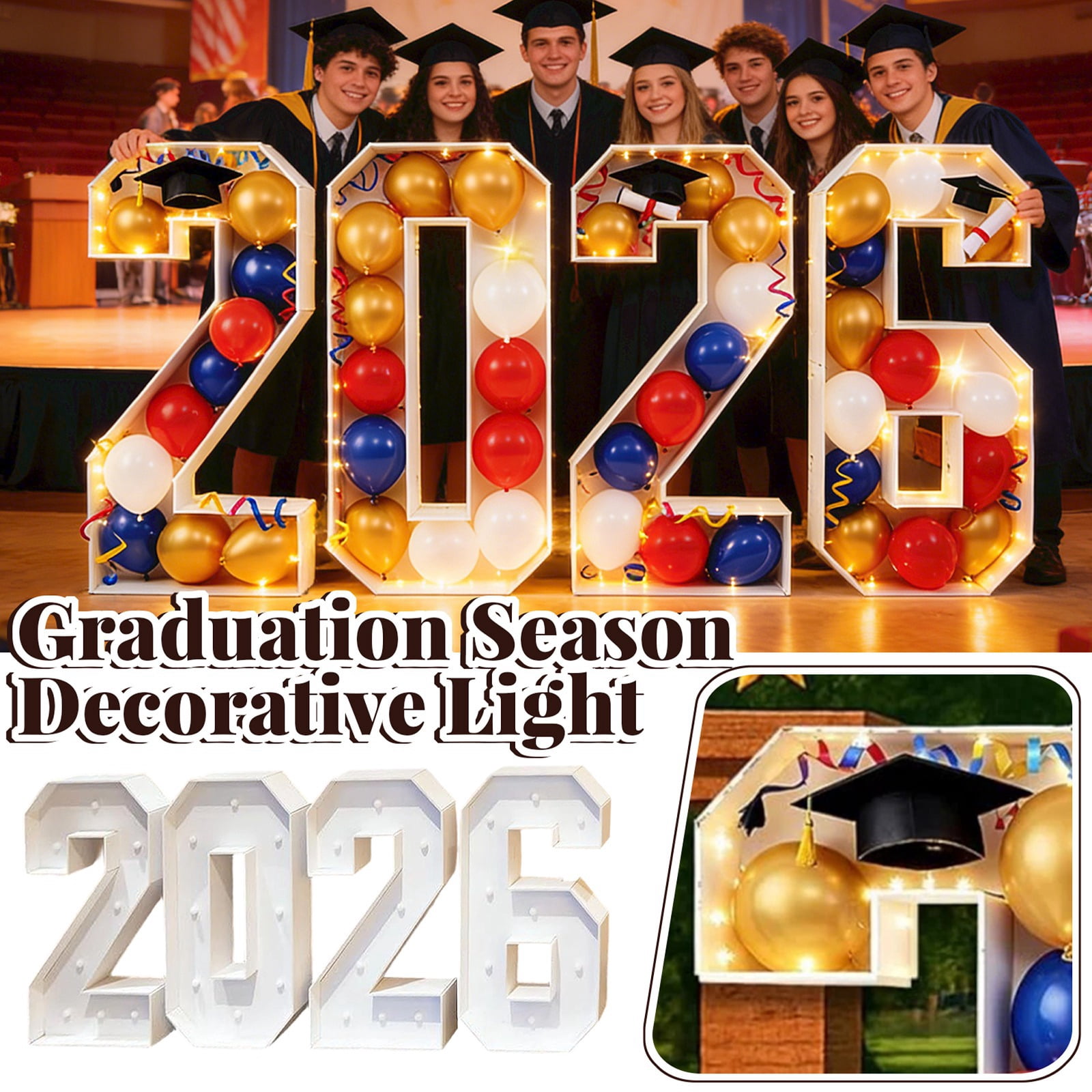 3FT 91.5cm 2026 Light Up Numbers, Pre-Cut Marquee Numbers Graduation ...