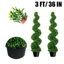 3FT Artificial Boxwood Spiral Topiary Trees Set of 2, UV-Resistant Faux Plants, All-Year Green Decor for Enterprise Lobby Garden​