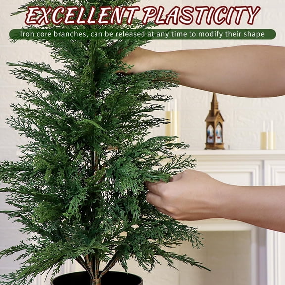 3FT Artificial Cedar Topiary Trees for Indoor Outdoors, Potted Fake Cypress Christmas Trees Faux Cedar Pines Evergreen Plants for Home Front Porch Decor (1, Green)$$Home Decor, Kitchen, & Other