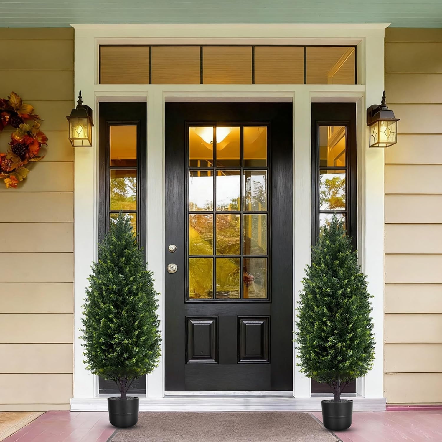 3FT Artificial Cedar Topiary Trees Outdoor, Set of 2 Faux Cypress ...