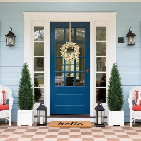 3FT Artificial Cedar Topiary Trees for Outdoors,  Resistant Fake Cypress Shrubs, Potted Faux Evergreen Outdoor , Artificial Plants Outdoor for Front Porch, Home Decor (Set of 2)