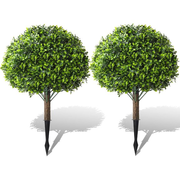 3FT Artificial Cedar Topiary Trees Set of 2 Detachable Planter & Spike,UV Resistant Faux Plants Outdoor and Indoor,Realistic Fake Bushes Pine Tree for Front Porch Decor