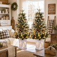 thumbnail image 1 of 3FT Artificial Christmas Trees – Mini Xmas Pine Tree with 78 Warm White LEDs – Snowman Design, 8 Lighting Modes – Home, Office, Party Holiday Decor, 1 of 8