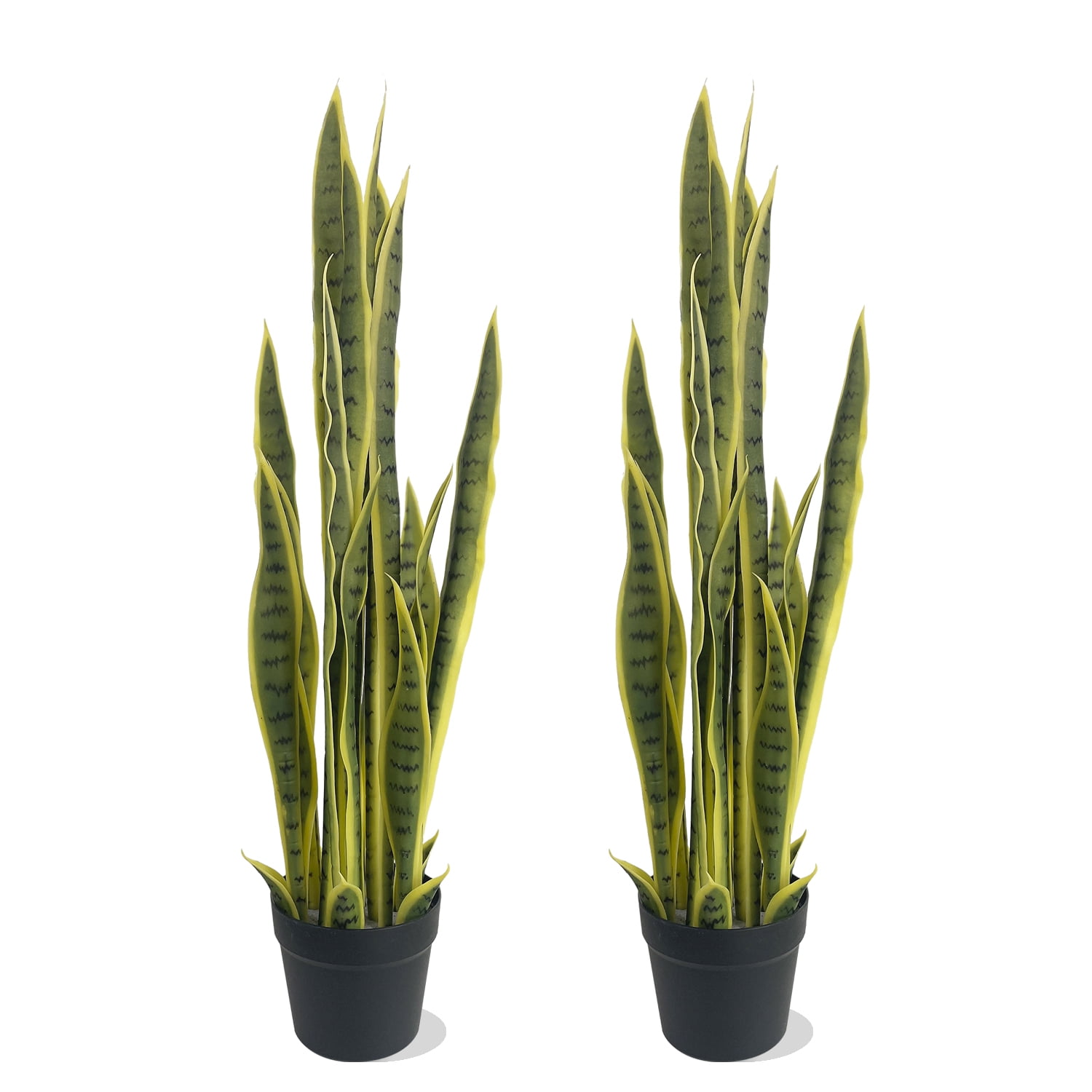 3FT Artificial Snake Plant in Black Pot - Modern Faux Sansevieria for ...