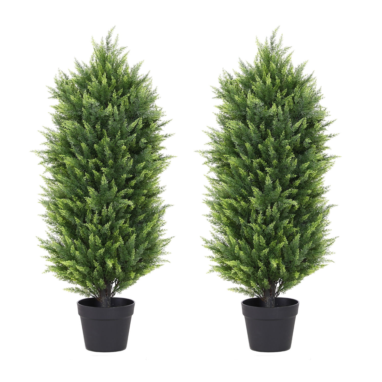3FT Artificial Topiary Cedar Trees , Outdoors UV Protection Fake Cypress Tree Potted Plants for Patio, Home Porch, Doorway Decor