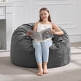 thumbnail image 1 of 3FT Bean Bag Chair Bean Bag Chairs for Adults Giant Bean Chairs with Velvet Cover, Memory Foam BeanBag Chair Fluffy BeanBag Chairs for Living Room, Bedroom - Grey (36" x 36" x 22"), 1 of 9