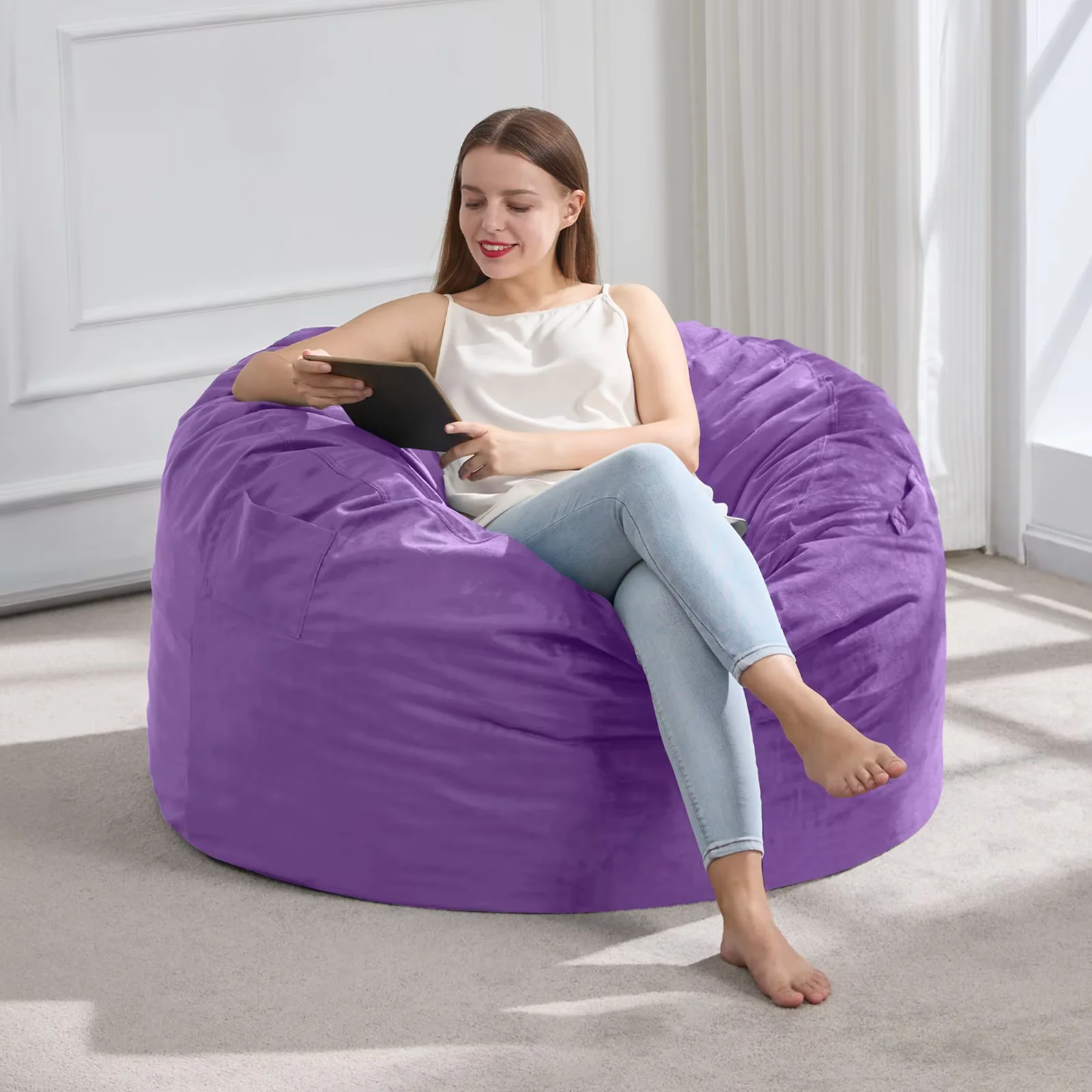 3FT Bean Bag Chair Bean Bag Chairs for Adults Giant Bean Chairs with ...