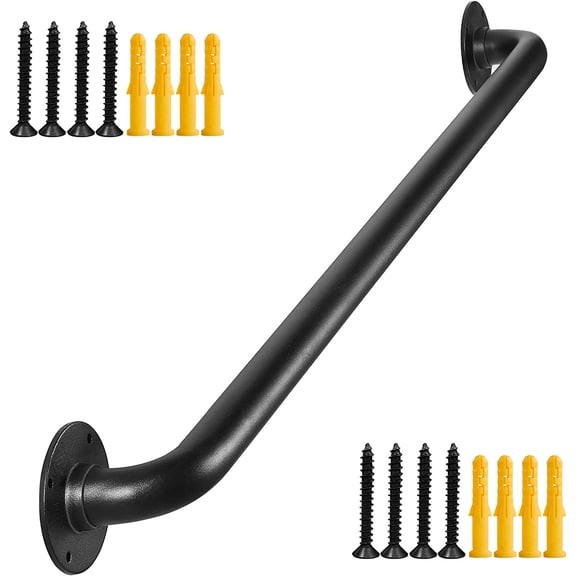 3FT Black Wall Mount Hand Rails for Indoor Stairs, 36 Inch Interior Staircase Handrail, Outdoor Metal Stair Railing for Exterior Steps, Banister Deck Rails,Safety Grab Bar for Elderly