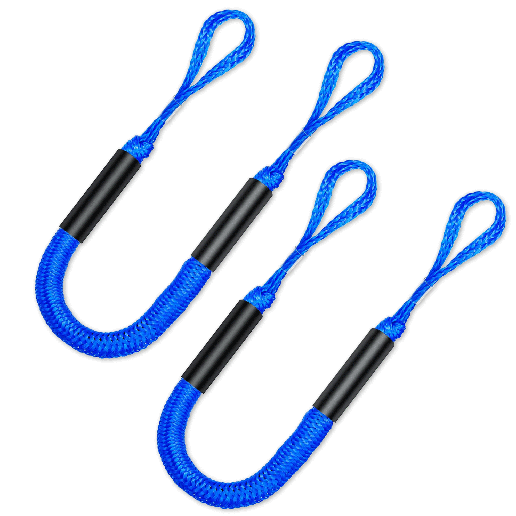 3FT Bungee Dock Line Mooring Rope with Built-in Bumpers, Ideal for Docking Accessories for Kayaks, Watercraft, SeaDoos, Jet Skis, Pontoons, Canoes, and Power Boats - 2 PCS Blue