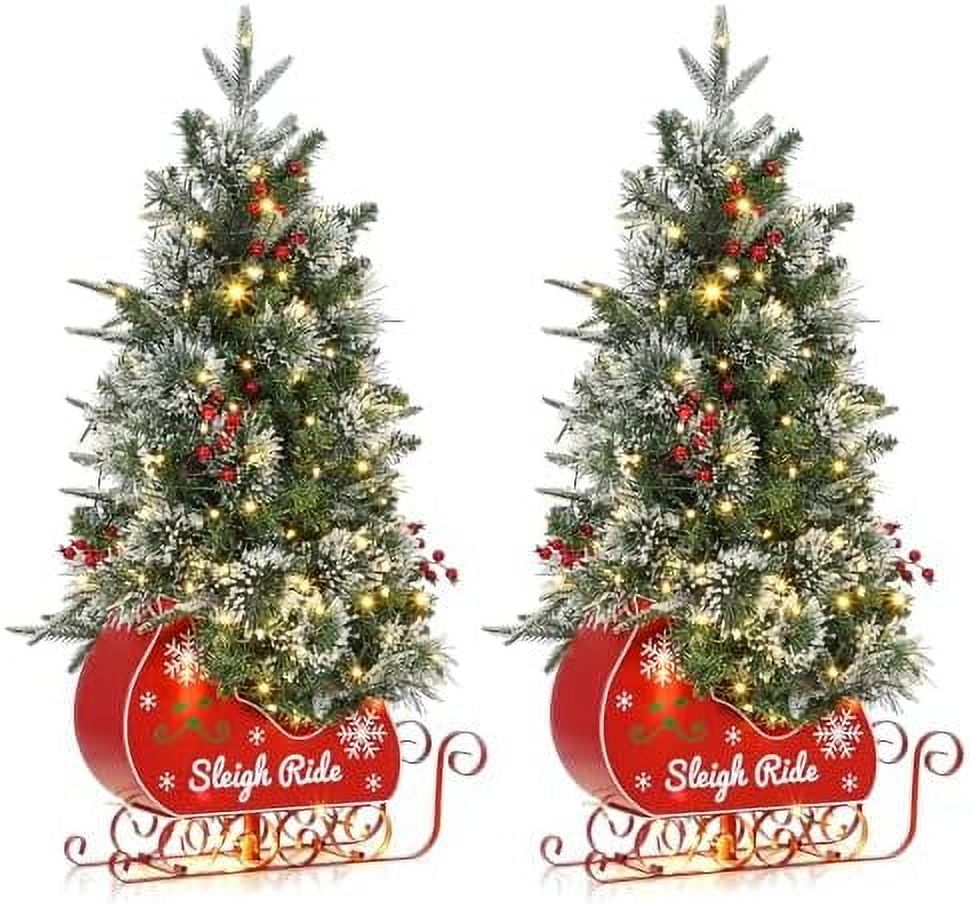3FT Christmas Tree with 78 Lights, Pre-Lit Artificial Mini Christmas ...
