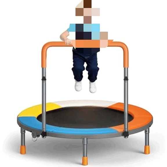 3FT Foldable Trampoline for Kids - 36 Mini Small Trampoline with Handle Bar, Indoor Outdoor Fun, Height-Adjustable, Max Load 100LBS, Perfect Toddler Baby Jumping Mat for Fitness & Recreation