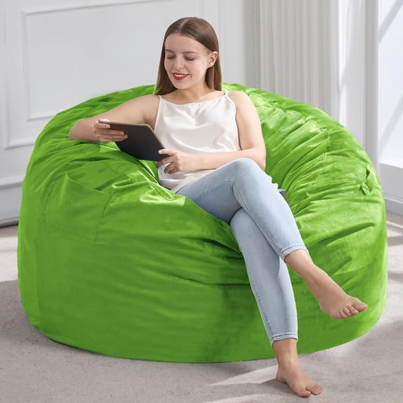 3FT Giant Bean Bag Chair with Memory Foam Filling, Removable Cover, Lime