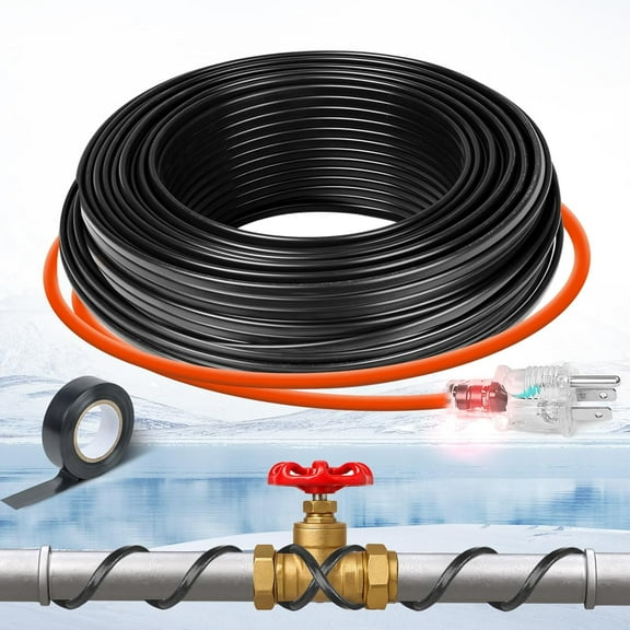 3FT Heat Tape Roof Snow De-Icing, Deicing Heating Cable,Pipe (Metal And Plastic) Freeze Protected Water Pipe Heating Cable, Self Regulating Temperature, with Mounting Buckle, 120V 8W/ft