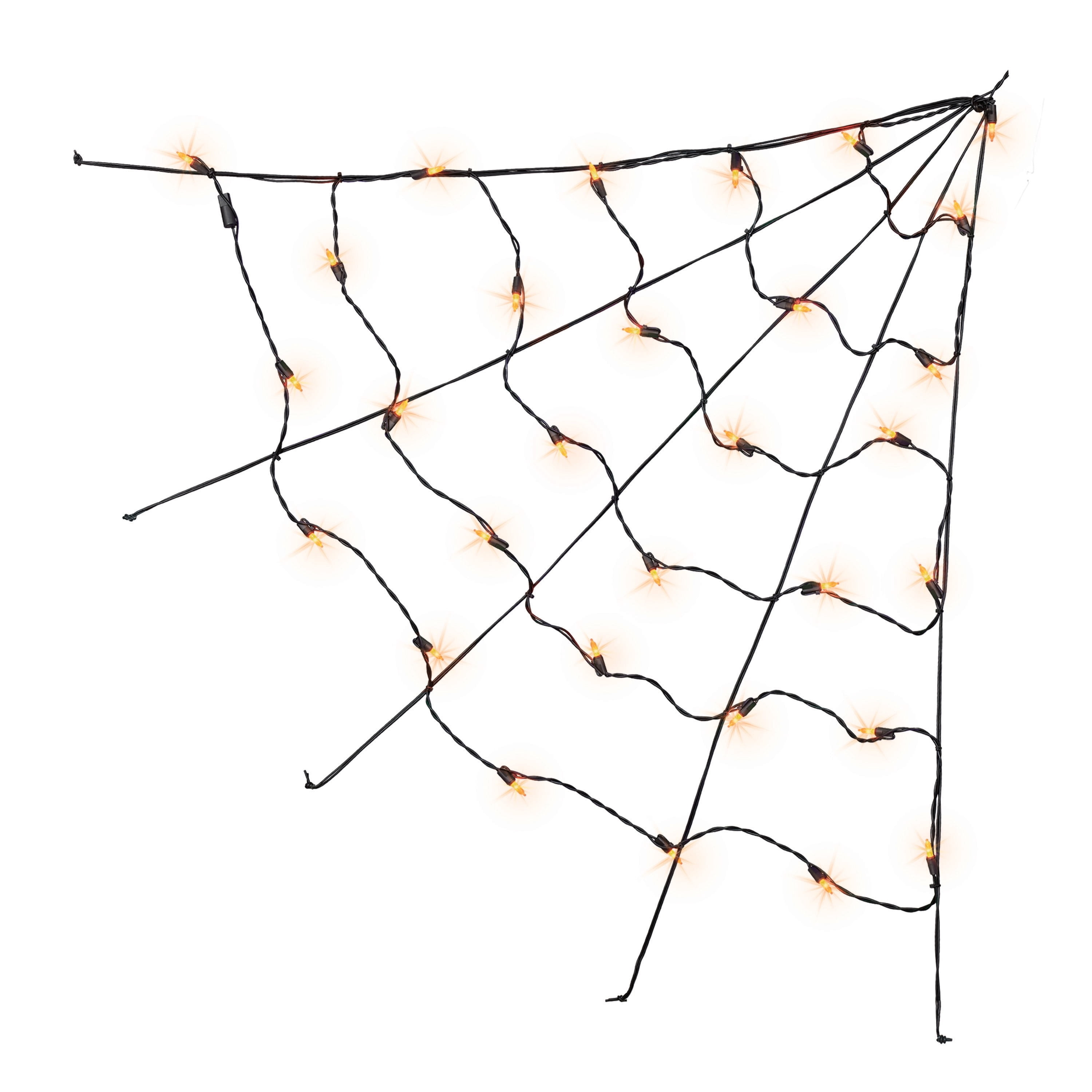 Indoor/Outdoor 30-Count LED Corner Web Lights, Orange, 30" x 30", Halloween by Way To Celebrate
